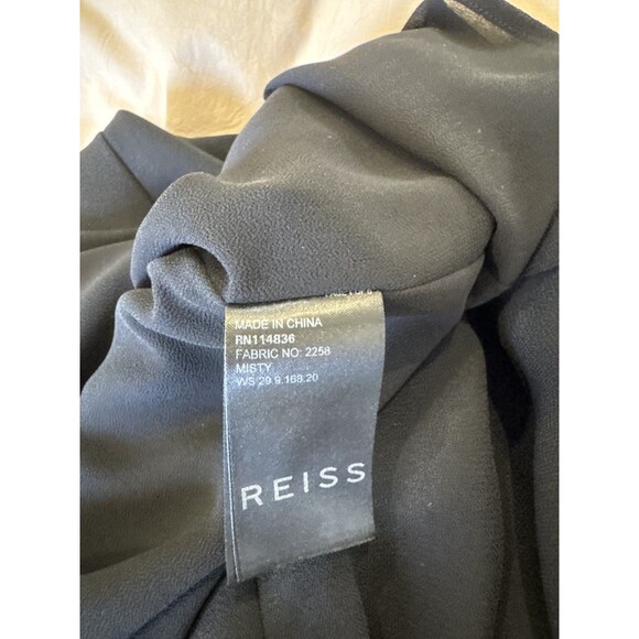 Reiss Womens 6 Black Cap Sleeve Misty Tie Waist Shift Dress Classic Career Work - Picture 8 of 8